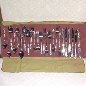 Vintage Elegant Silver Cutlery Set Stainless Korea 31 Piece
